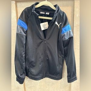 Puma boys sz 7 nwt puma track jacket. Blue and black and grey.
